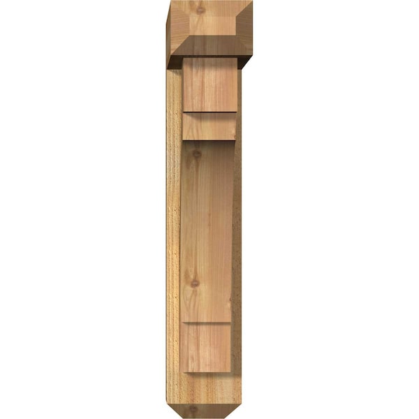 Merced Craftsman Rough Sawn Bracket W/ Offset Brace, Western Red Cedar, 6W X 20D X 32H